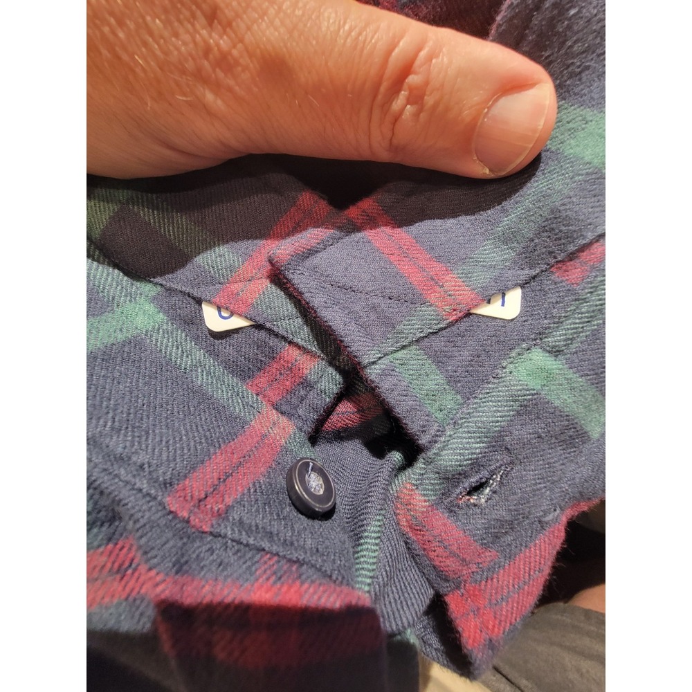 UNTUCKit Shirt- Flannel -Men's - Medium Navy Blue Button Down Plaid Slim - Picture 6 of 11